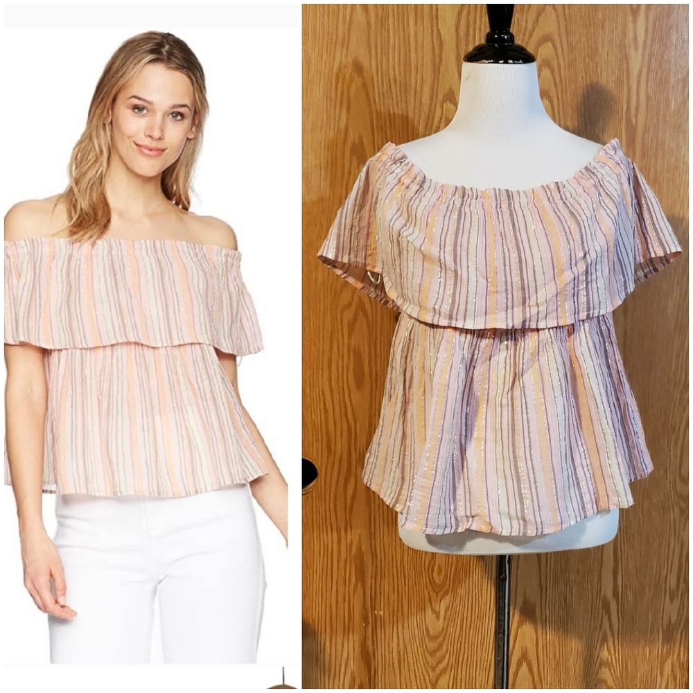 Lucky Brand striped off the shoulder top